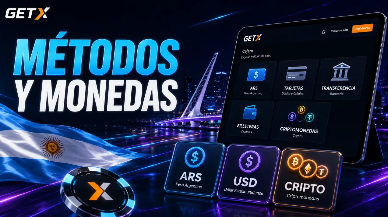 Métodos y monedas disponibles en GetX Casino